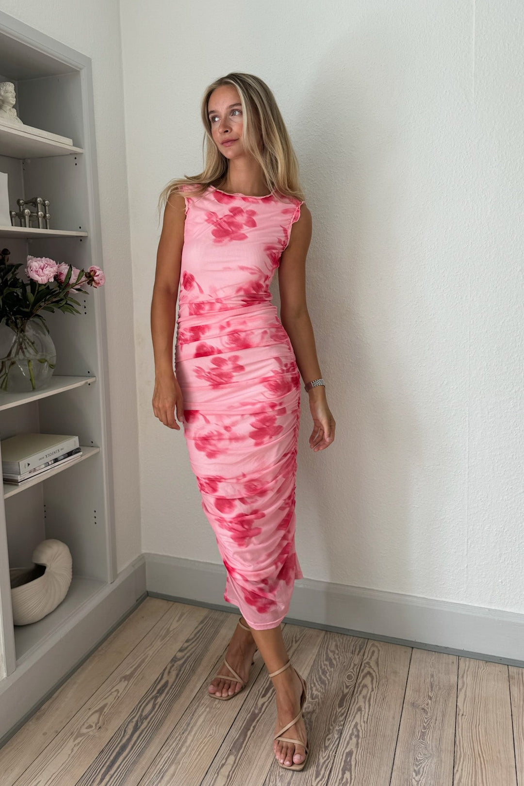 BYIC - Miraic Mesh Dress - apfp Abstract Pink Flower Print