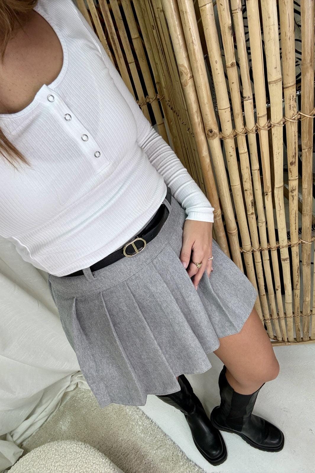 A-bee - Pleated Skirt CAMILLE - Grey Nederdele 