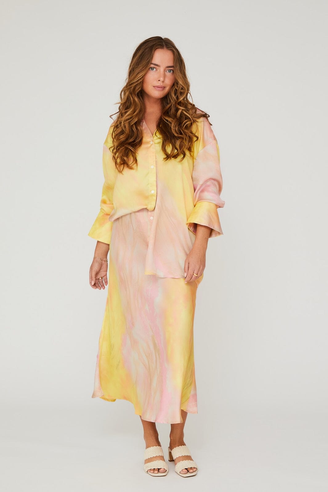 A-View - Carina Shirt - 302 Yellow/Rose Skjorter 