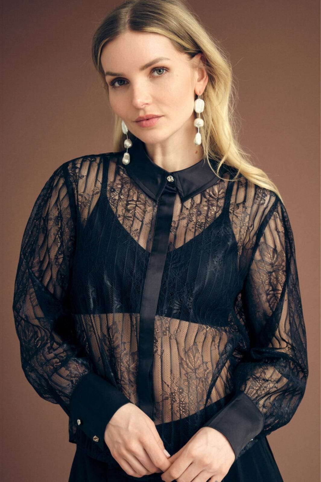 A-View - Florence Lace Shirt - 999 Black