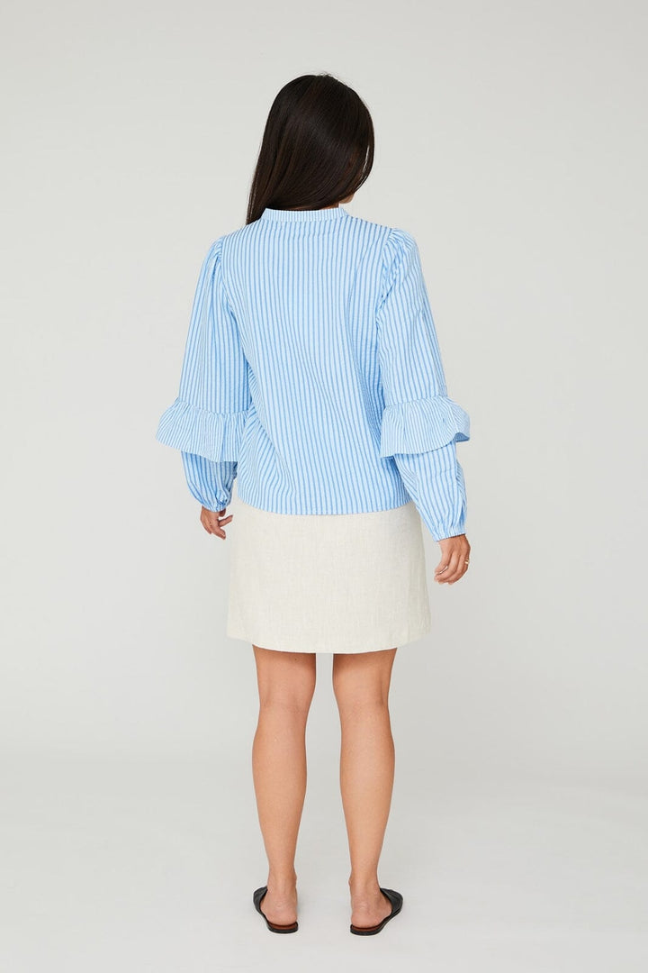 A-View - Karin Blouse - 121 Blue/White Skjorter 