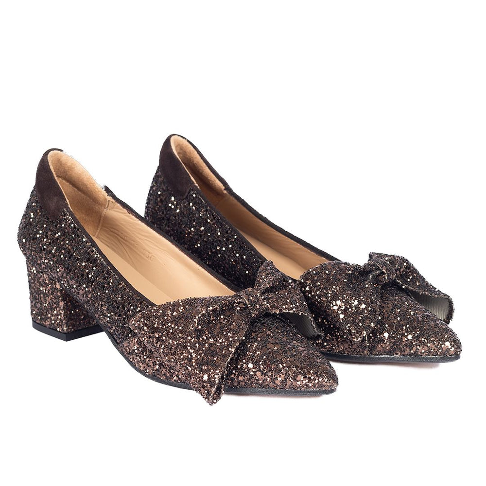 Angulus - 1550-104 - 2487/2193 Brown Glitter/Dark Brown Pumps 