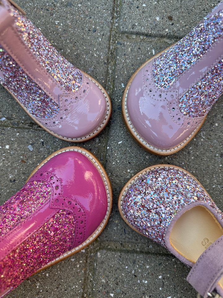 Angulus - Chelsea støvle med glitter og brogues detaljer - 3283/3294/037 Mauve/Mauve Glitter Støvler 