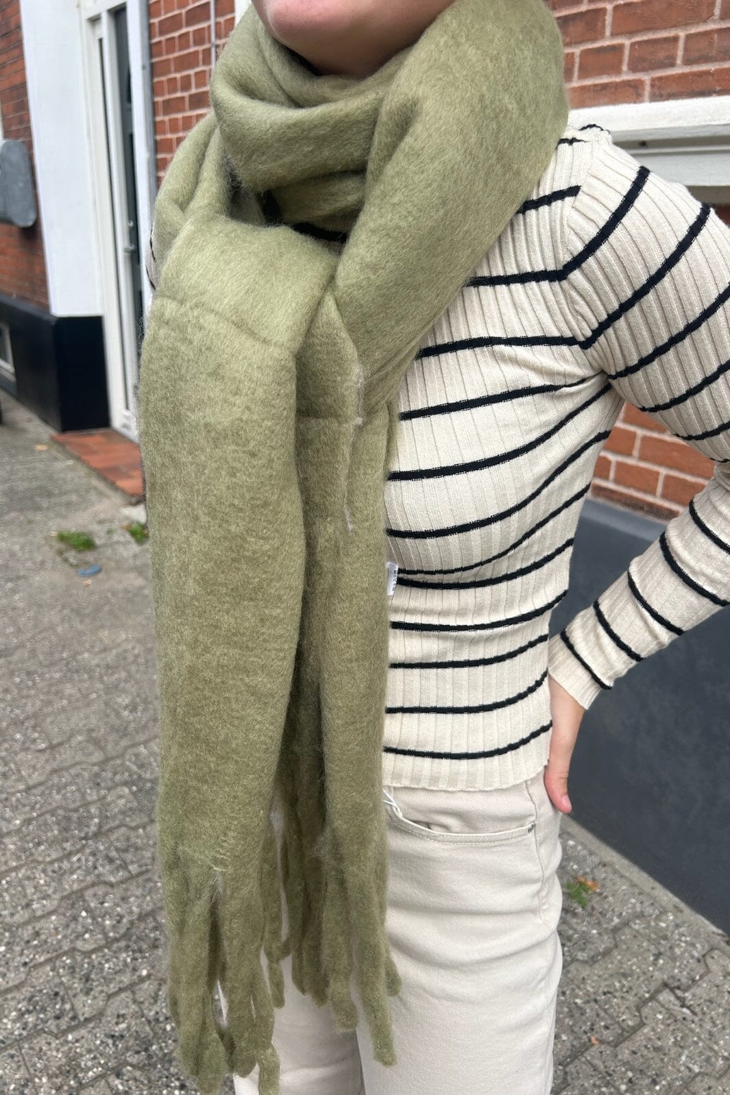 Anobel Copenhagen - Thick Plain Scarf E-71800 - Kaki Tørklæder 