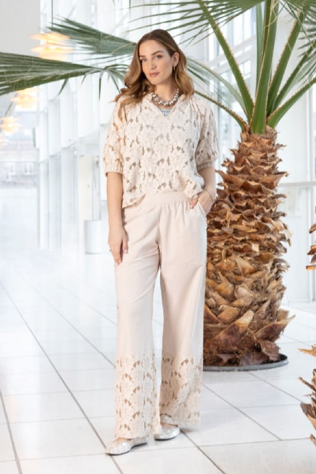 Black Colour - Bcnelly Flower Pant - Champagne Bukser 