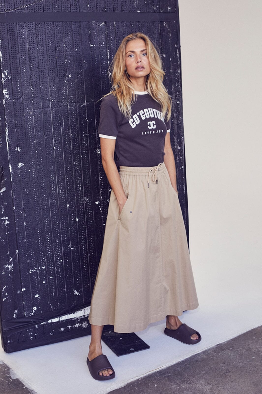 Co´couture - Crisp Poplin Utility Skirt - Khaki Nederdele 