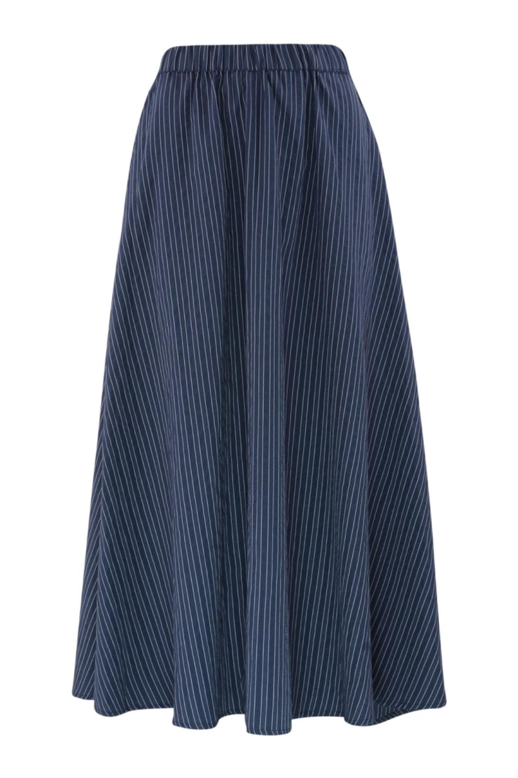 Continue - Harriet Skirt With Stripe - Navy Blue Stripe Nederdele 