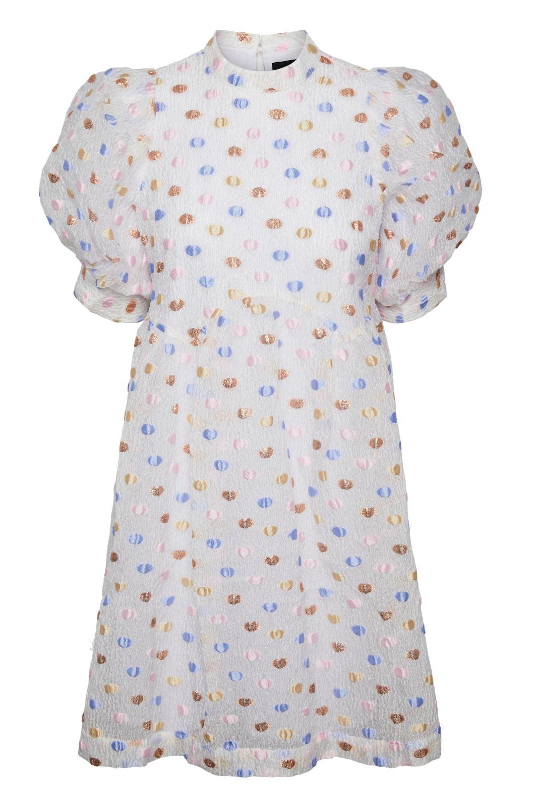 Pieces - Pcjulia Ss Dress - Bright White MULTI DOTS Kjoler 