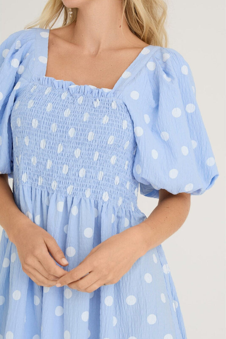 A-View - Cheri Dot Dress - 091 Blue/White