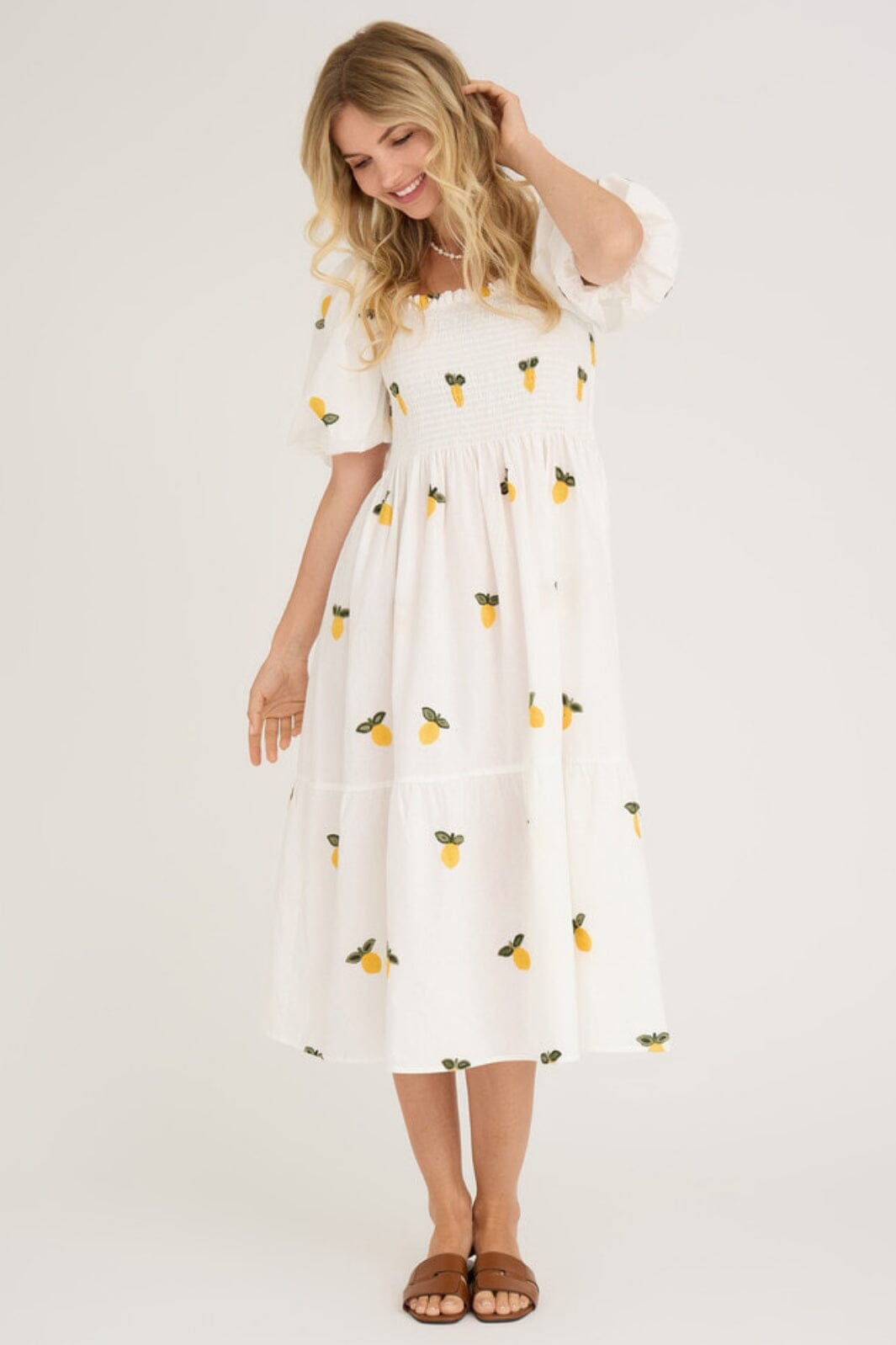 A-View - Cheri Fruit Dress - 200 White/Yellow