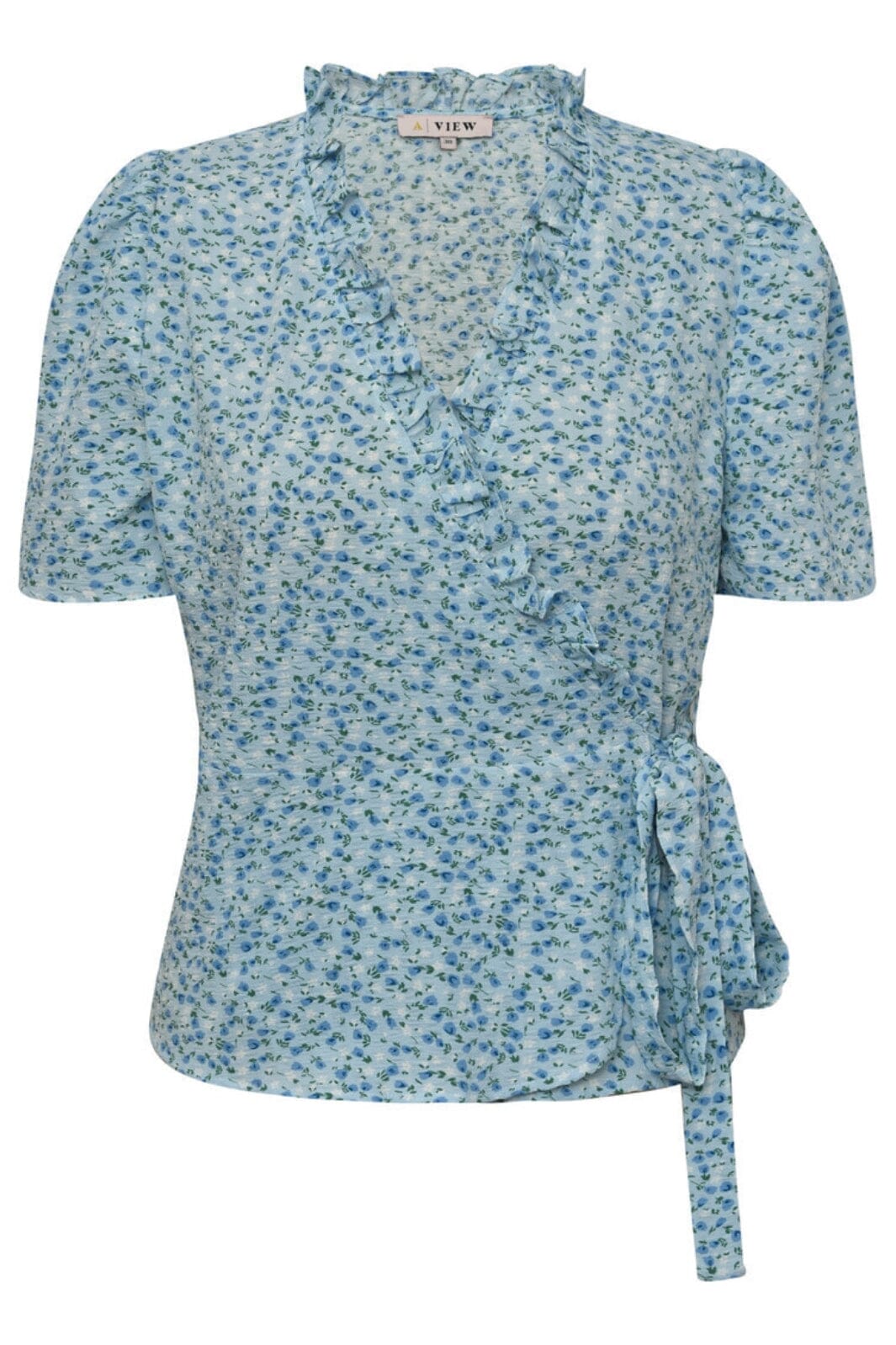 A-View - Peony Wrap Blouse - 091 Blue/White