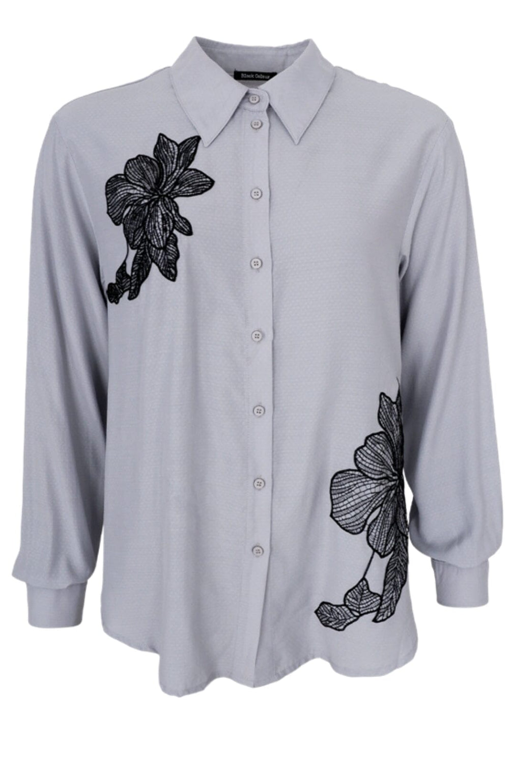 Forudbestilling - Black Colour - Bcalia Shirt W/Lace Patch - Lt. Grey Skjorter 