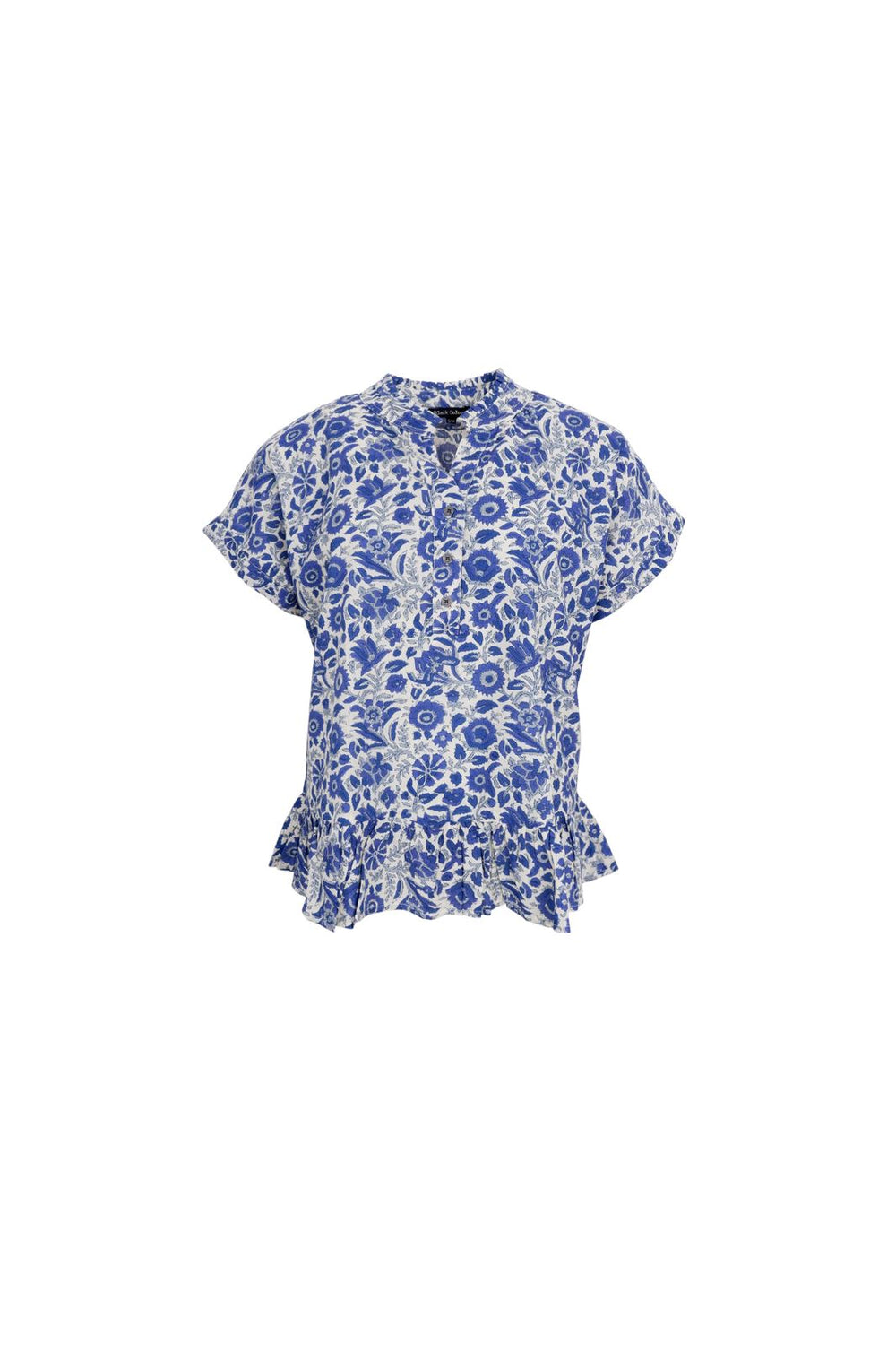 Black Colour - Bcflora Ruffle S/S Blouse - Royal Blue