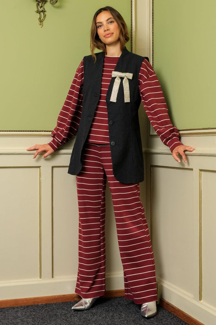 Forudbestilling - Black Colour - Bcjay Striped Sweat Pant - Plum Bukser 