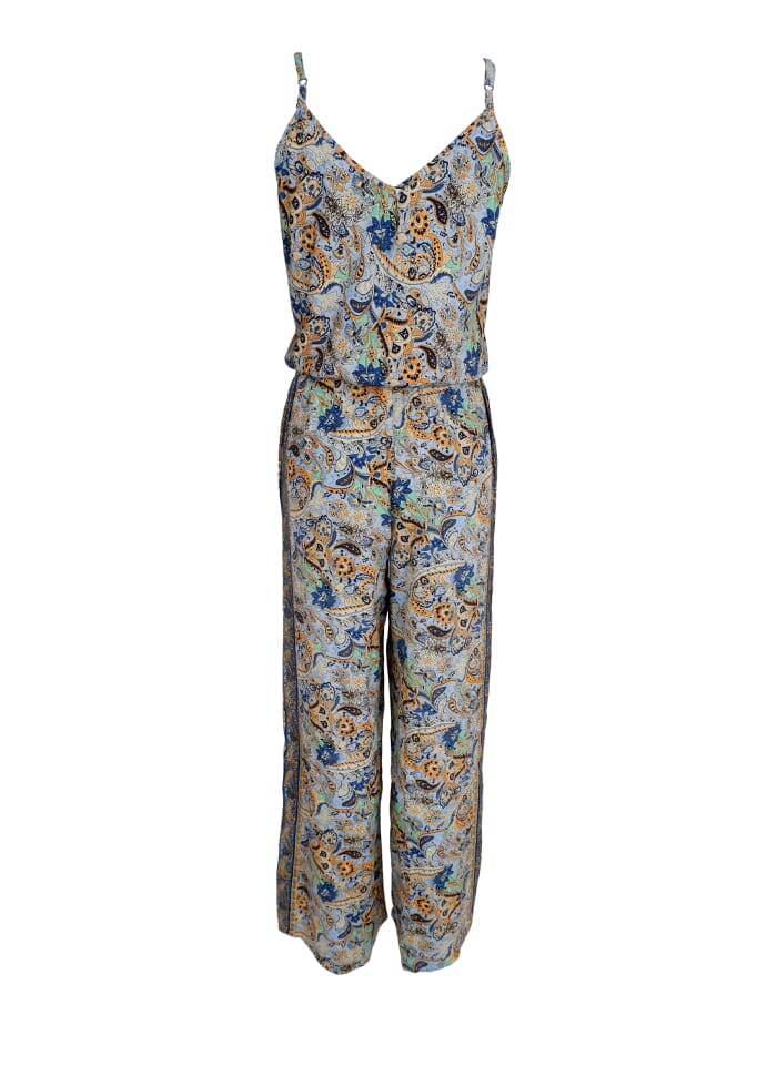 Forudbestilling - Black Colour - Bcluna Ella Jumpsuit - Botanical Blue Bukser 