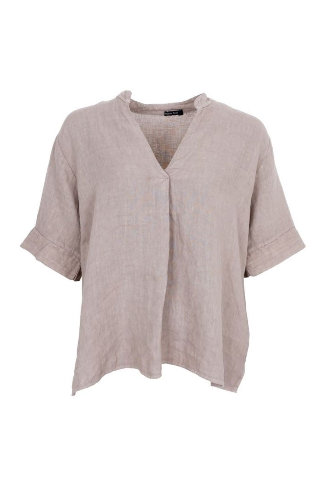 Forudbestilling - Black Colour - Bcmelina Ss Linen Blouse 40842 - Taupe Bluser 