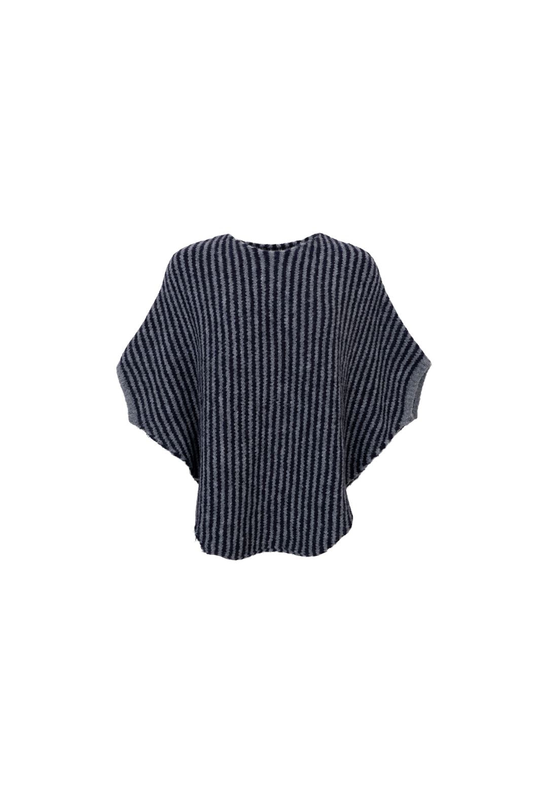 Black Colour - Bcpella Stripe Poncho - Navy/ Grey