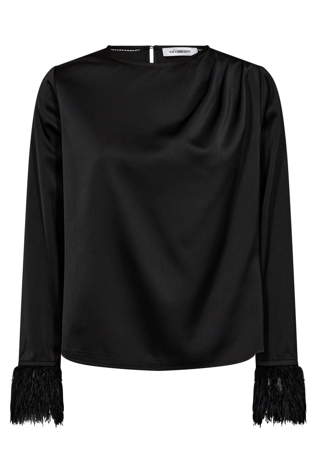 Forudbestilling - Co´couture - Adnacc Drape Feather Blouse 35665 - 96 Black Skjorter 