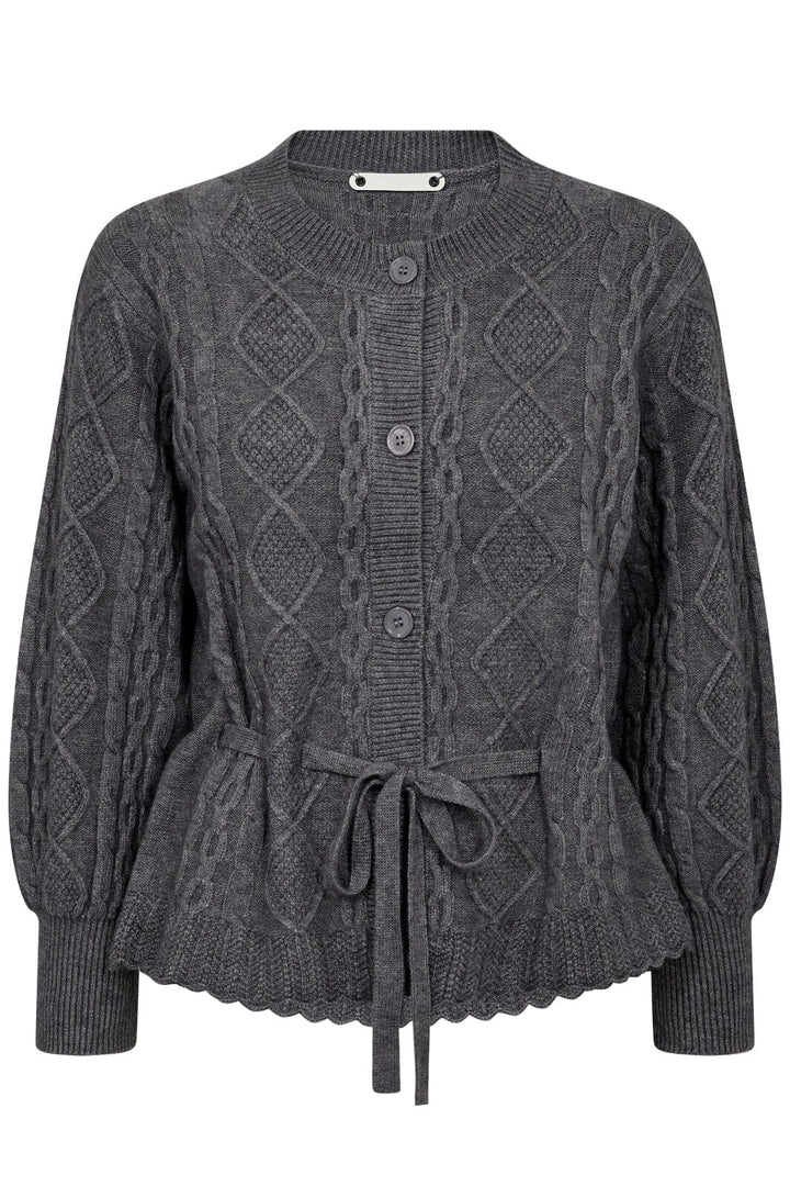 Co´couture - Rowcc Cable Tie Cardigan 32166 - 57 Grey Melange