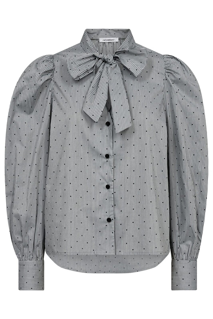 Forudbestilling - Co´couture - Stripecc Dot Bow Shirt 35645 - 138 Light Grey Skjorter 