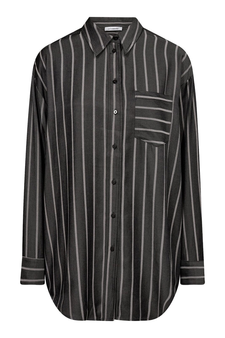 Forudbestilling - Co´couture - Suecc Stripe Oversize Shirt 35696 - 96 Black Skjorter 