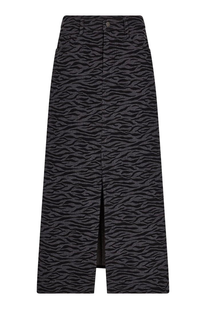 Forudbestilling - Co´couture - Zebracc Denim Slit Skirt 34162 - 96 Black Nederdele 