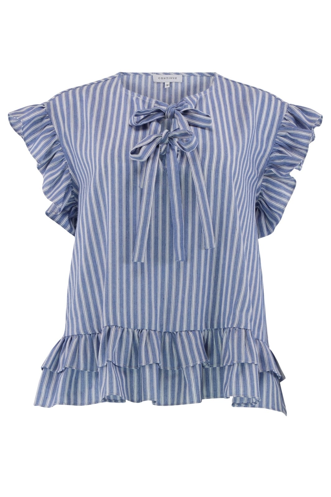 Forudbestilling - Continue - Kiss Stripe S/S - White/Blue Stripe Bluser 