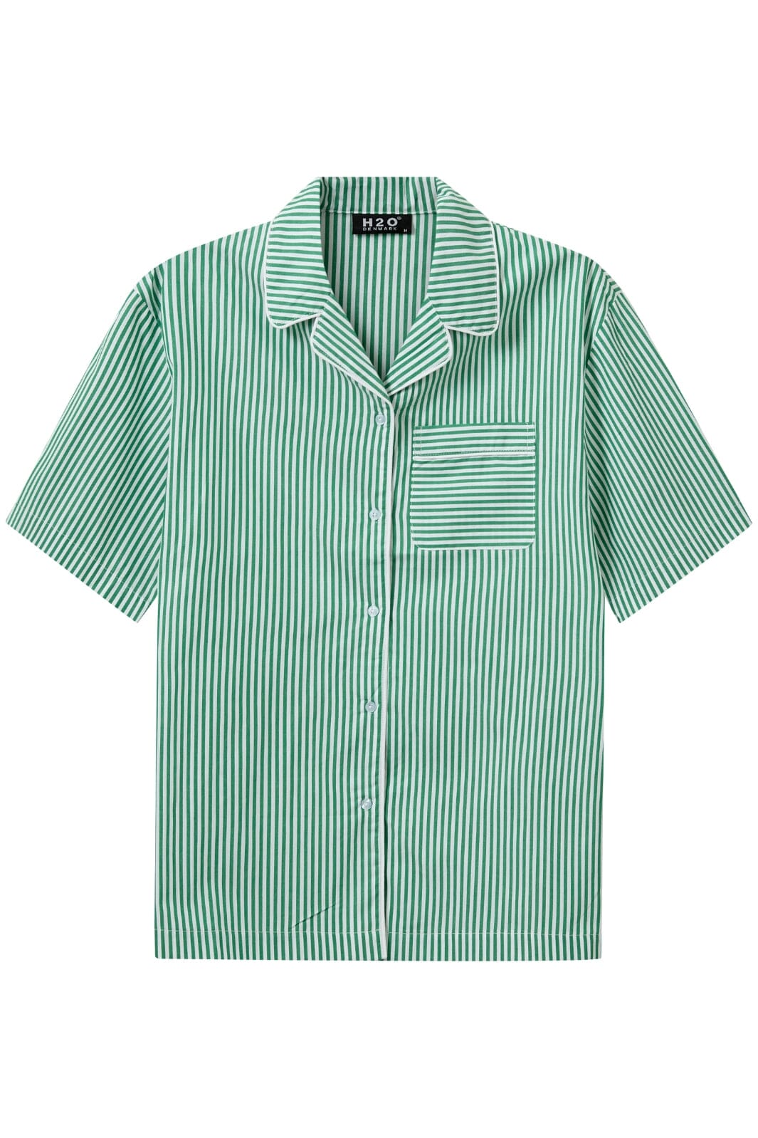 H2O - Rønne Essential Pajamas Shirt 101012 - 7040 - Green/White