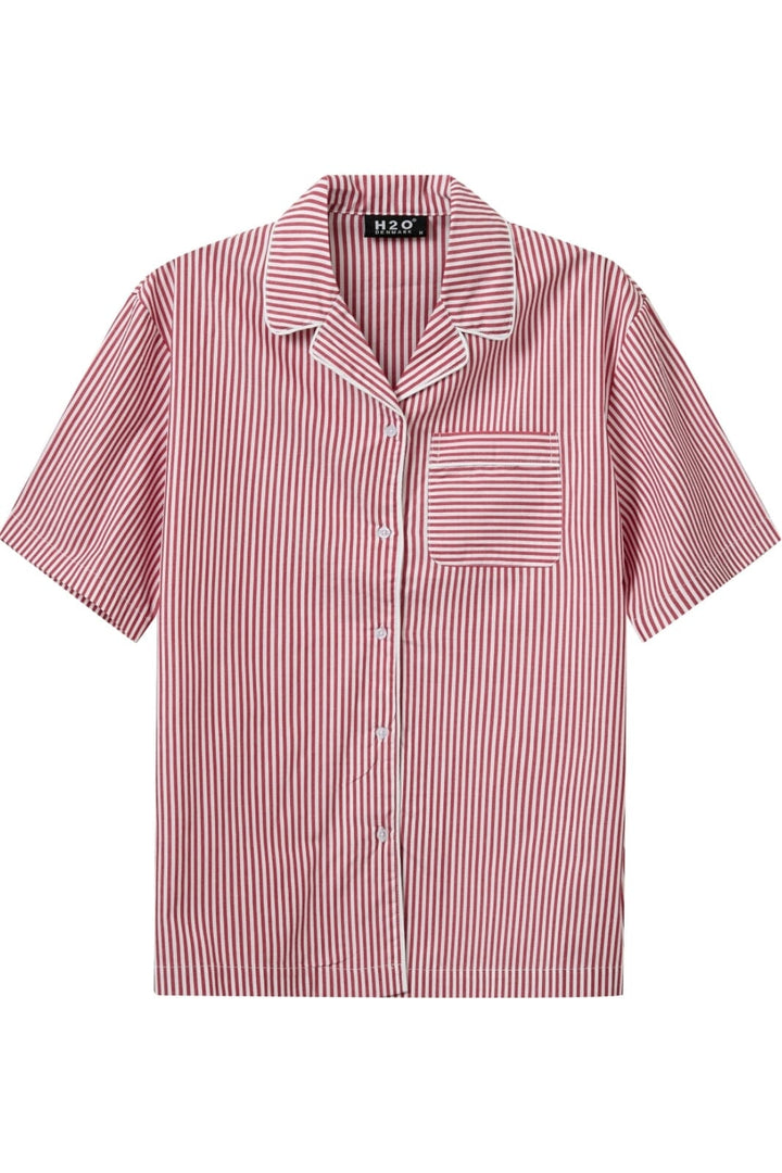 H2O - Rønne Essential Pajamas Shirt 101012 - 7290 - Red/White