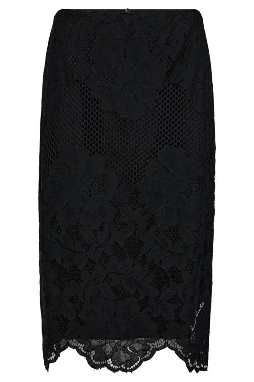 Haute L'Amitié - Curvey Lace Hem Pencil Skirt HL10015 - Black