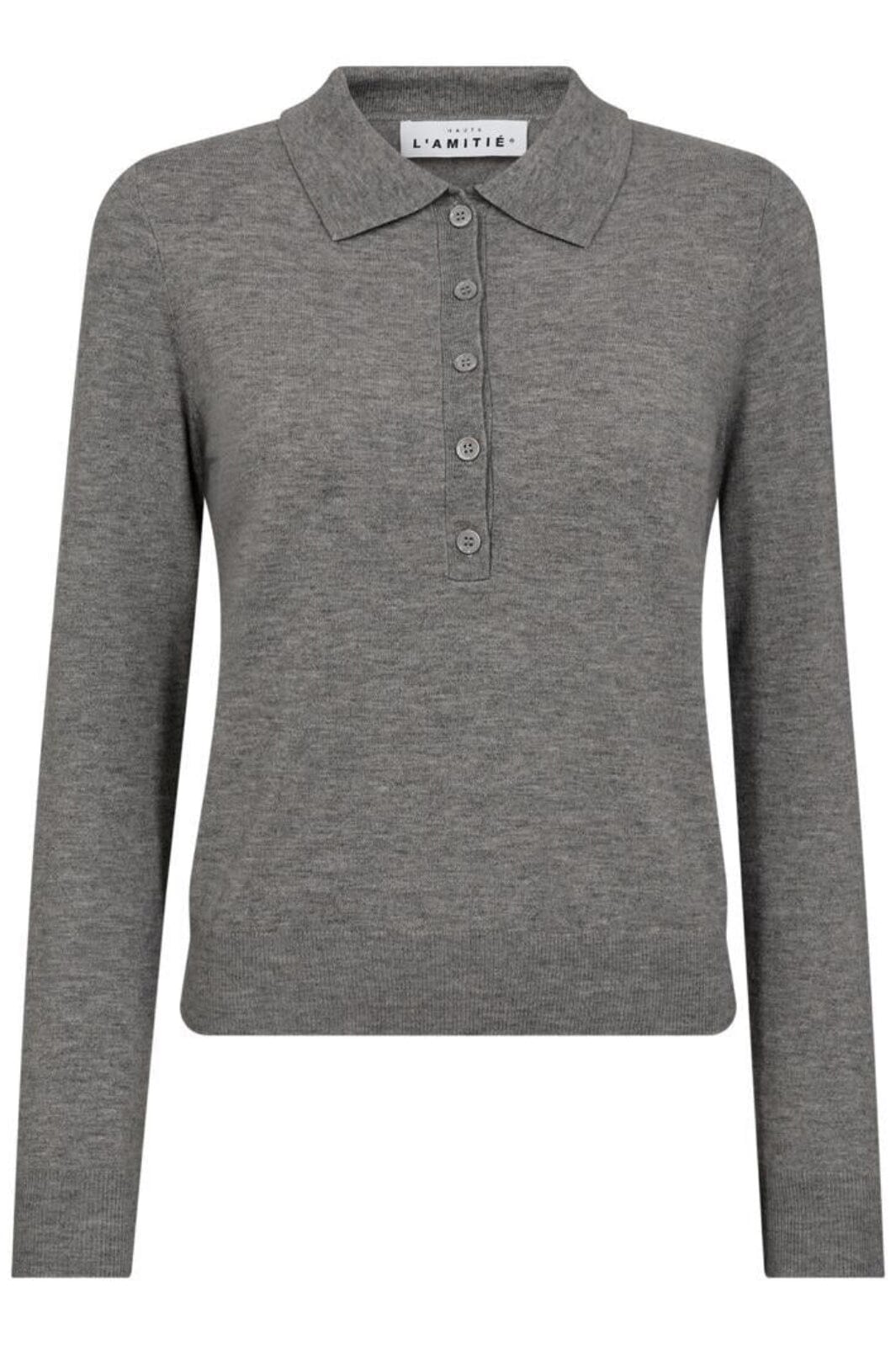 Haute L'Amitié - Premiere Ls Polo Knit HL10004 - Mid Grey