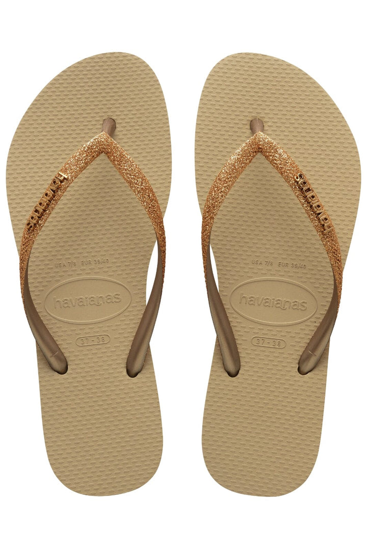 Forudbestilling - Havaianas - Slim Glitter II - Sand/GoldenLightMeta Badesandaler 