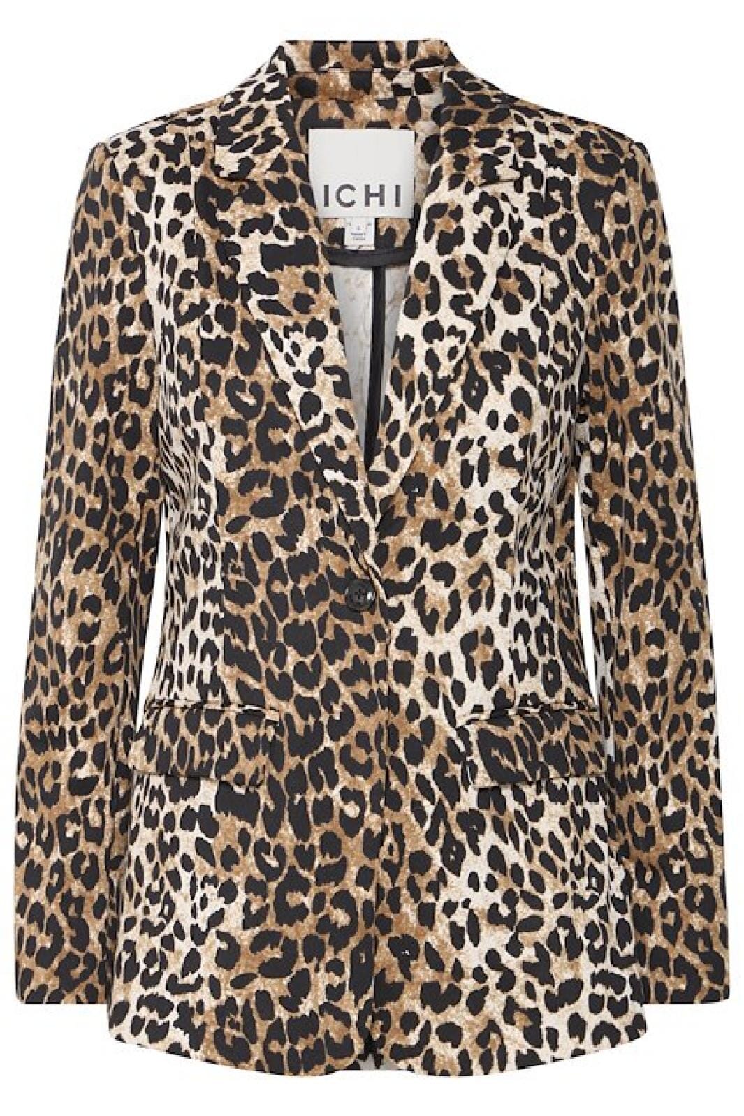 Forudbestilling - Ichi - Ixkate Leop Long Blazer - 205020 Kate Leop Print Blazere 