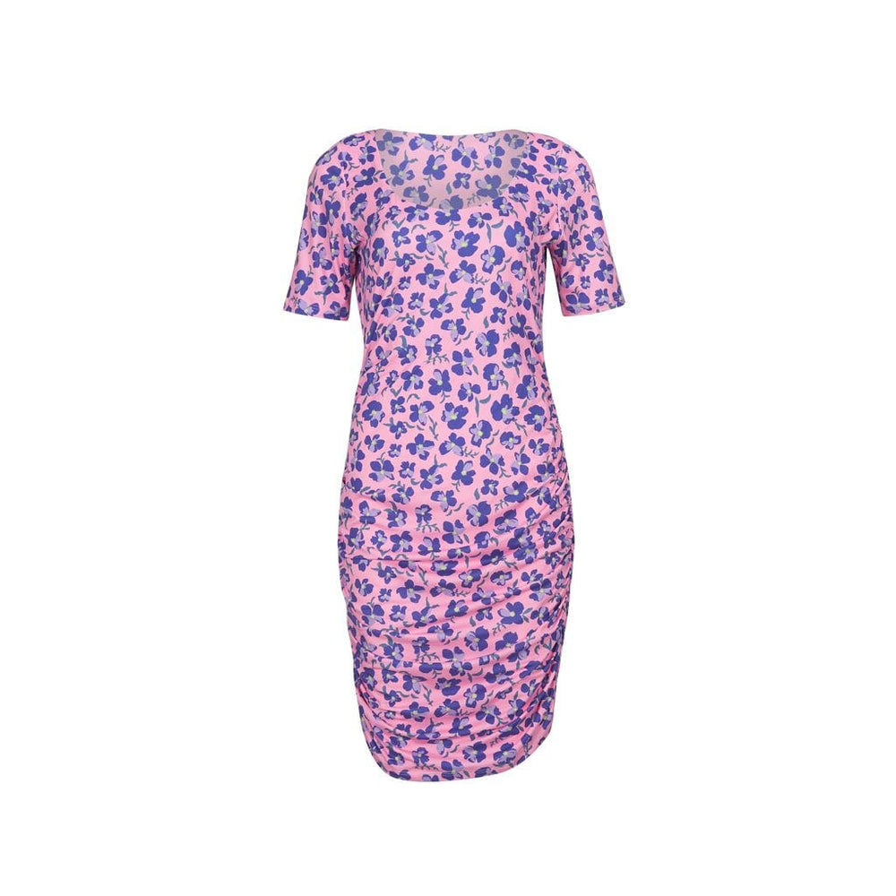 Forudbestilling - Liberte - Alma-Ss-Turn-Dress - Pink Purple Flower Kjoler 