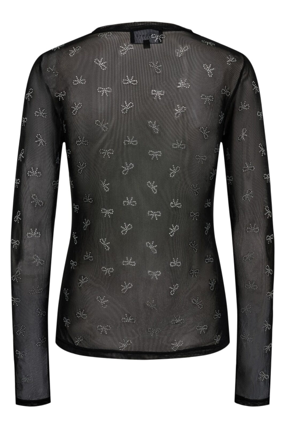 Forudbestilling - Liberte - Mesh-Ls-Sparkle-Tshirt 22134 - Black Bow Diamond Dot Bluser 