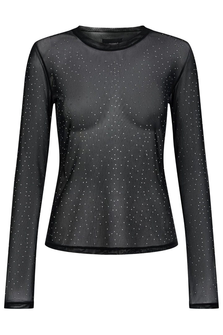 Liberte - Mesh-Ls-Sparkle-Tshirt 22134 - Black Diamond Dot