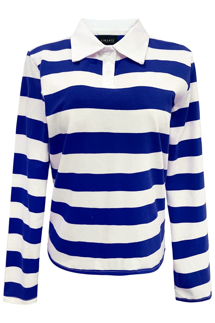 Liberte - Polo-Ls-Shirt 22145 - Colbolt White Stripe