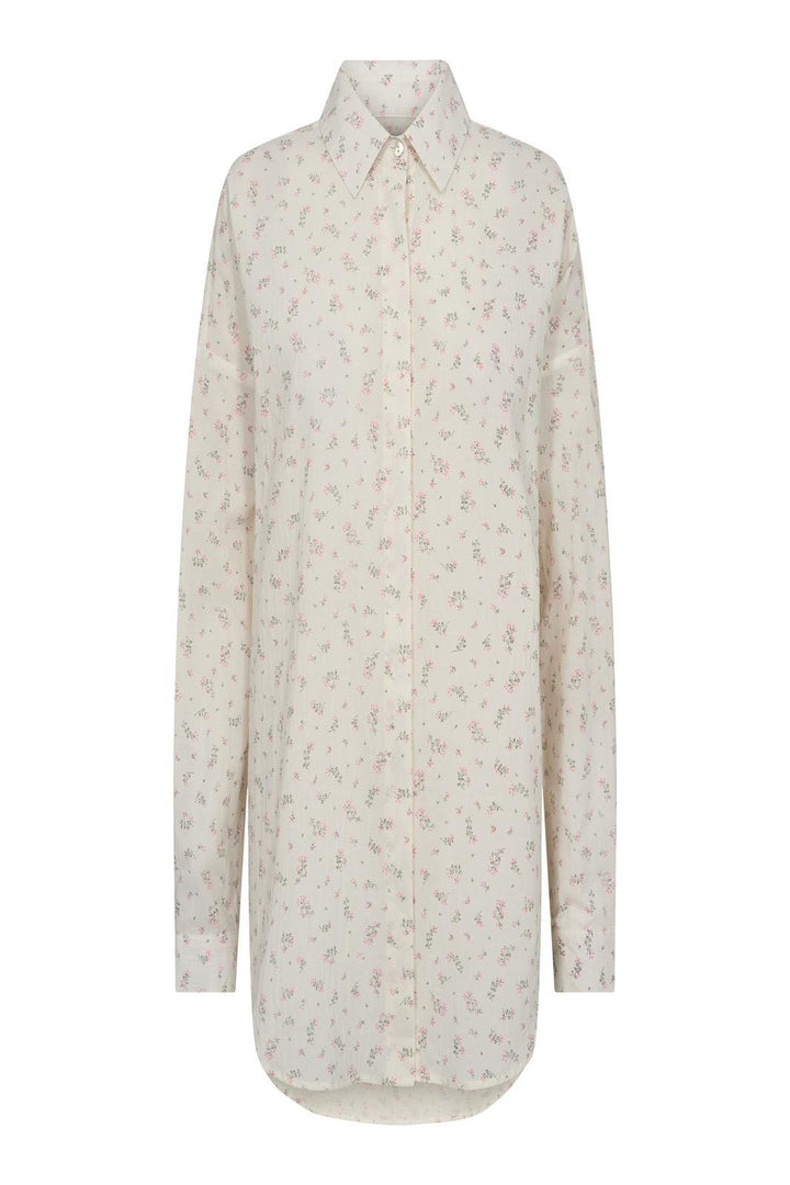 Forudbestilling - Liberte - Sara-Ls-Shirt - Creme Pink Flower Skjorter 