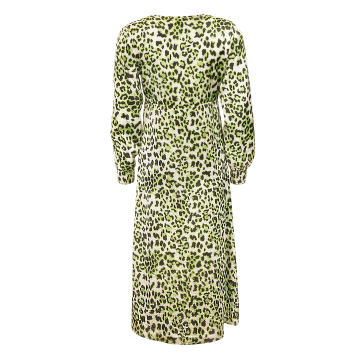 Forudbestilling - Liberte - Solly-Ls-Vneck-Dress - Lime Leo Kjoler 