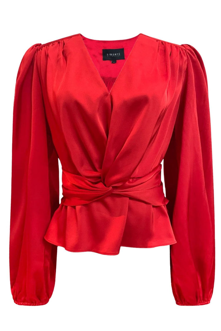 Forudbestilling - Liberte - Tiki-Ls-Twist-Blouse 22120 - Red Bluser 