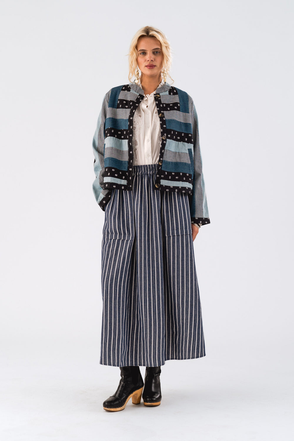 Forudbestilling - Lollys Laundry - Akanell Maxi Skirt - 80 Stripe Nederdele 