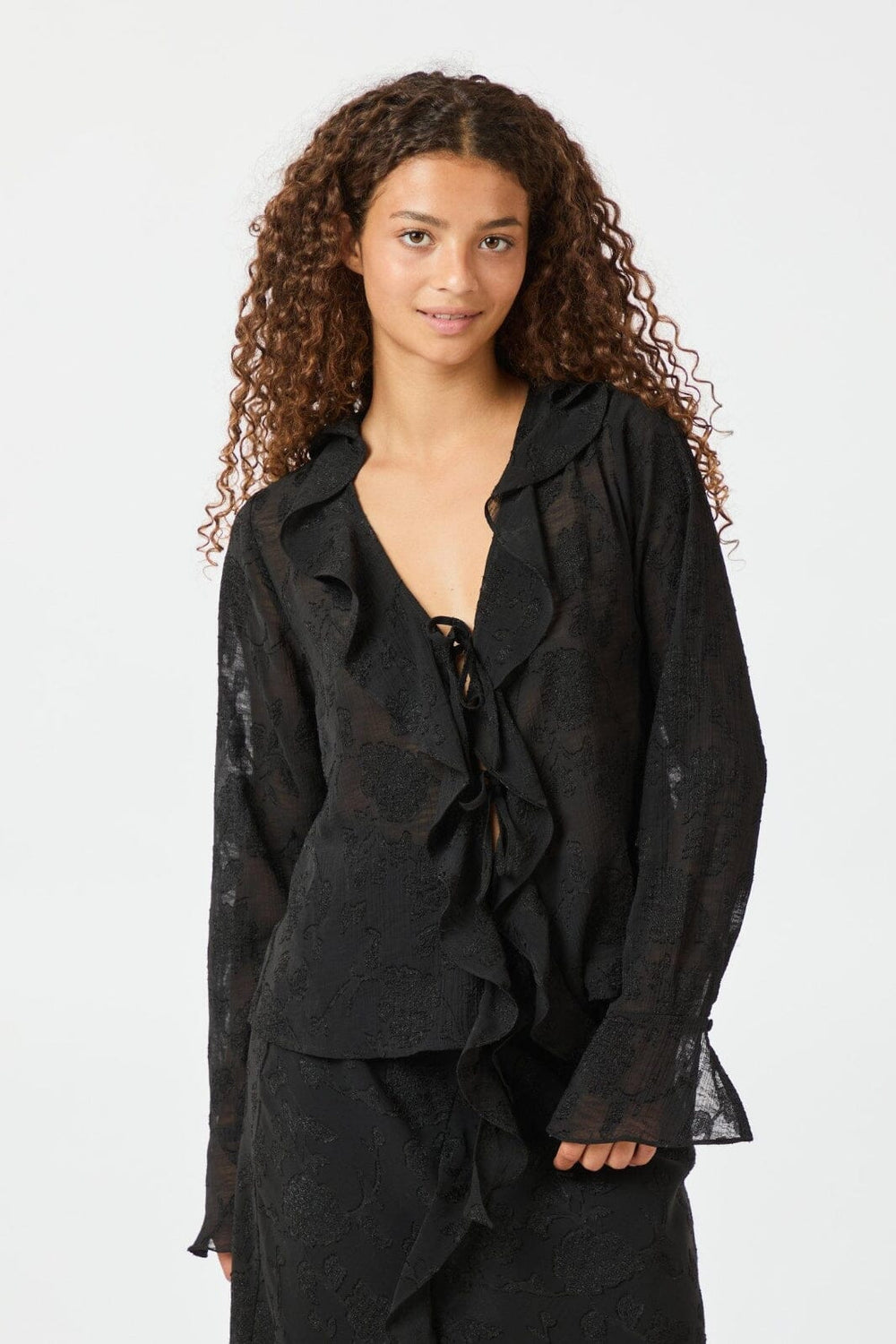 Neo Noir - Anika Burnout Blouse 162555 - 100 - Black