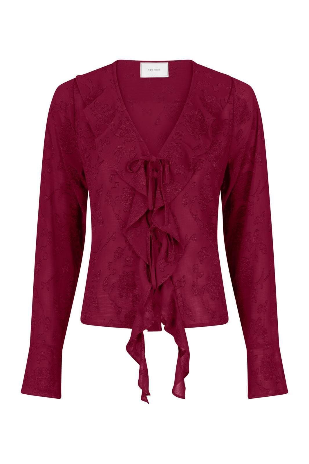 Neo Noir - Anika Burnout Blouse - Burgundy