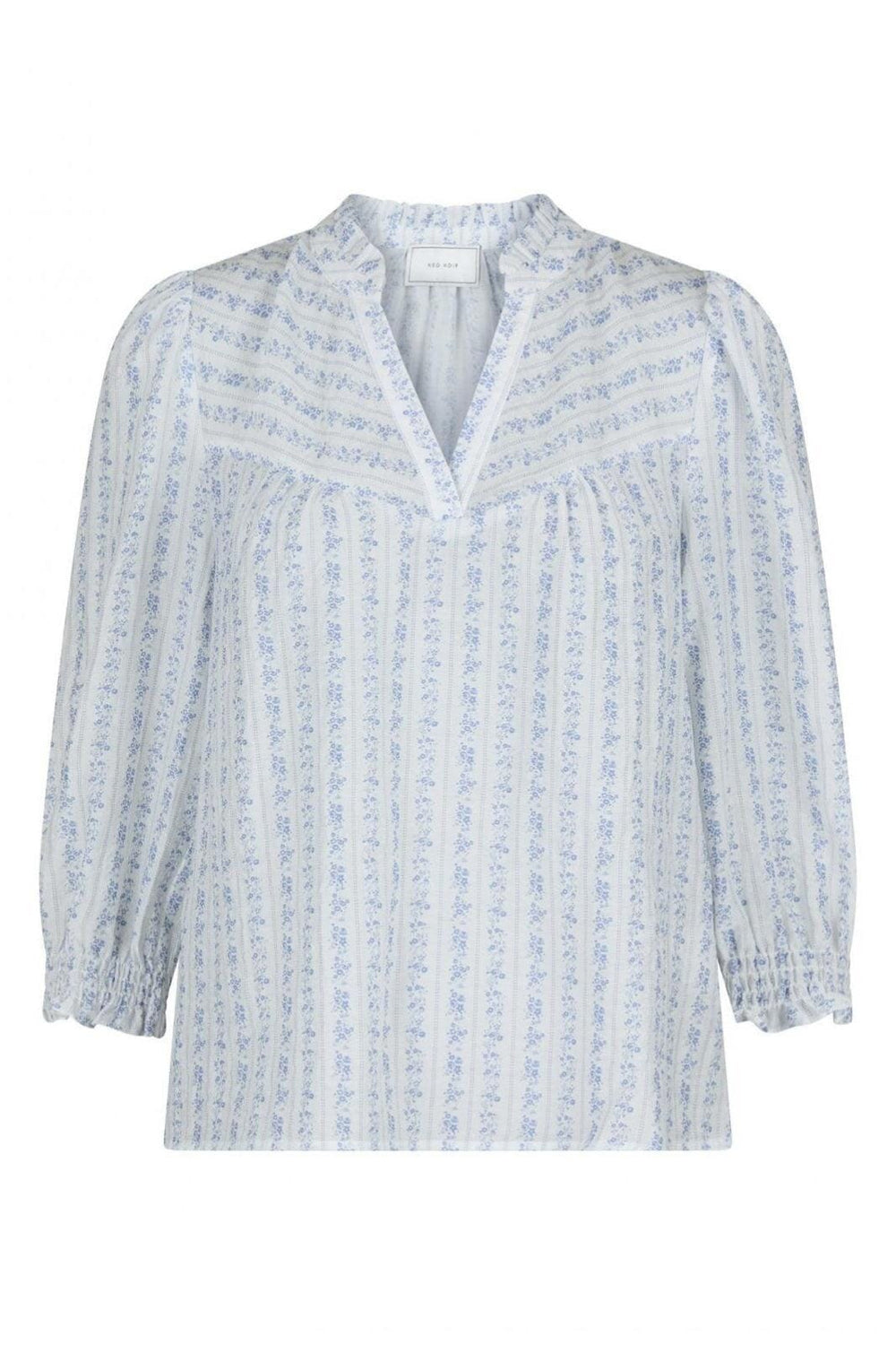 Forudbestilling - Neo Noir - Carlie Flower Stripe Blouse - Blue Bluser 