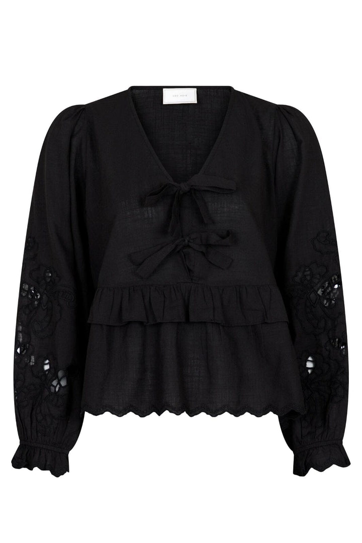 Forudbestilling - Neo Noir - Eden Embroidery Blouse - Black Bluser 