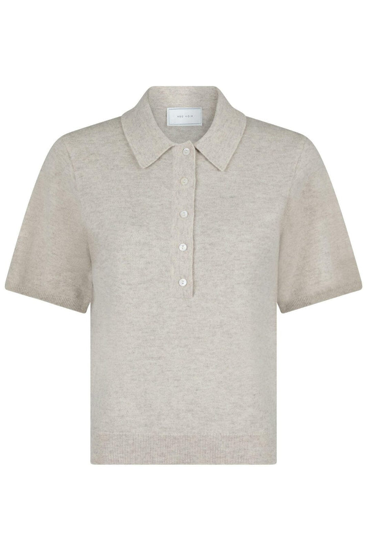 Forudbestilling - Neo Noir - Gracie Knit Polo Tee - Sand Melange Strikbluser 