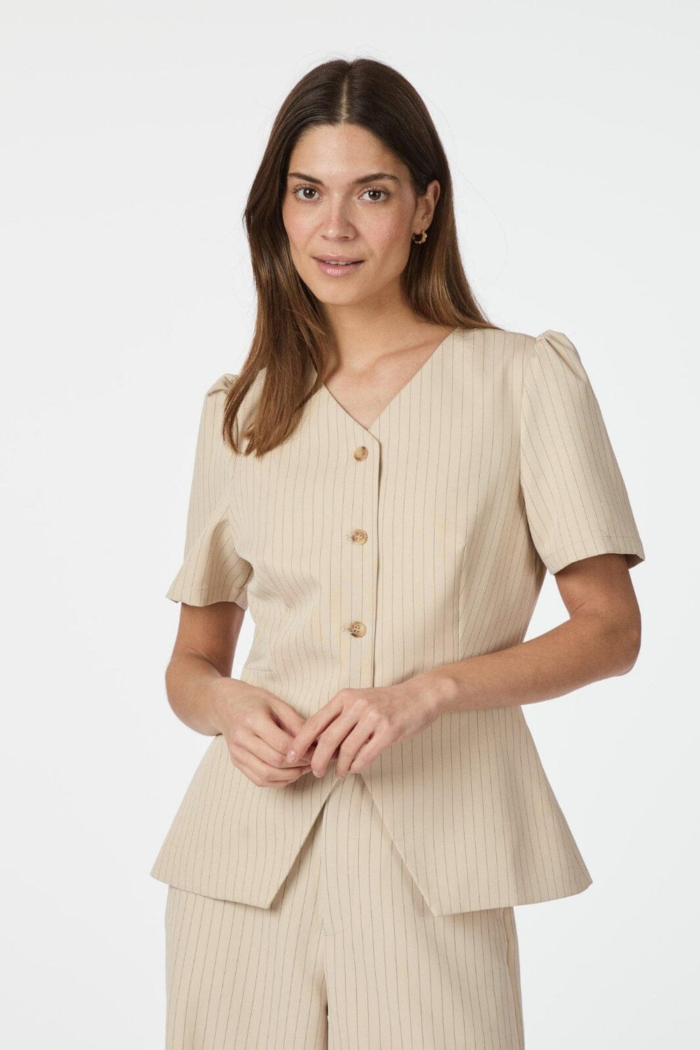 Neo Noir - Jules Pinstriped Blouse 164812 - 213 - Sand