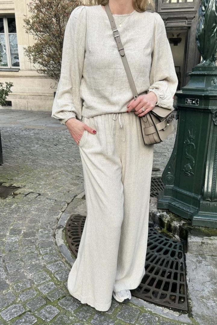 Forudbestilling - Neo Noir - Lissabon Soft Linen Pants - Sand Bukser 