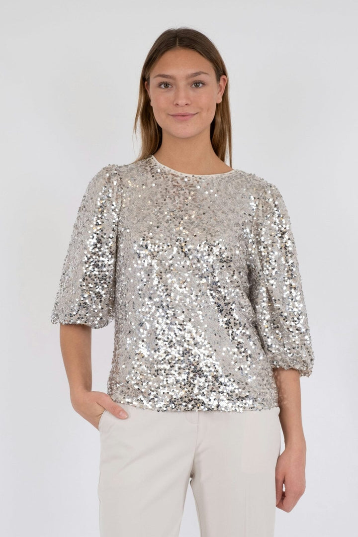 Forudbestilling - Neo Noir - Lorraine Sequins Blouse - Pale Gold Bluser 