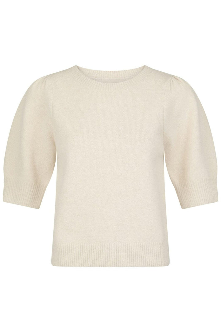 Forudbestilling - Neo Noir - Martha Bow Knit Tee - Ivory Strikbluser 